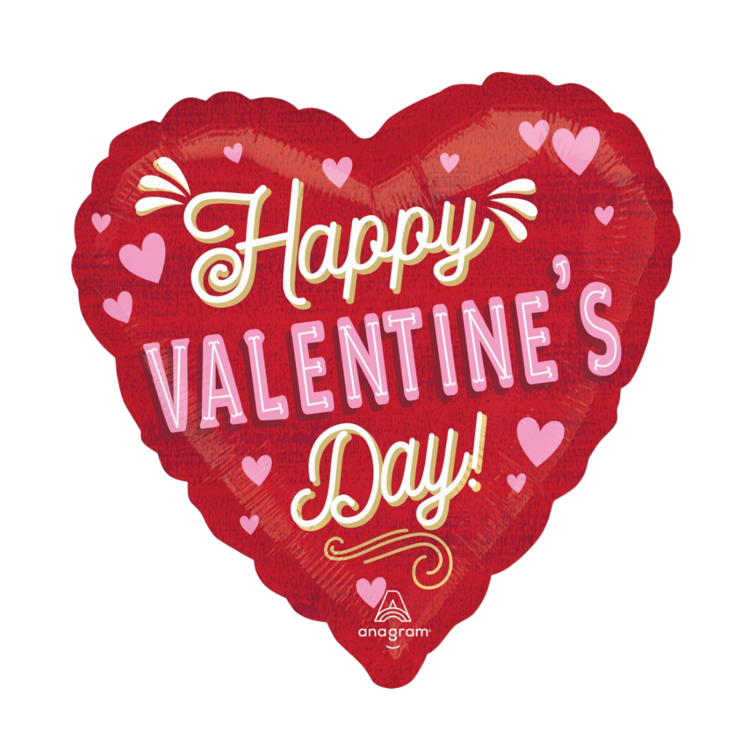 Red Retro Valentine Foil Balloon, 18in