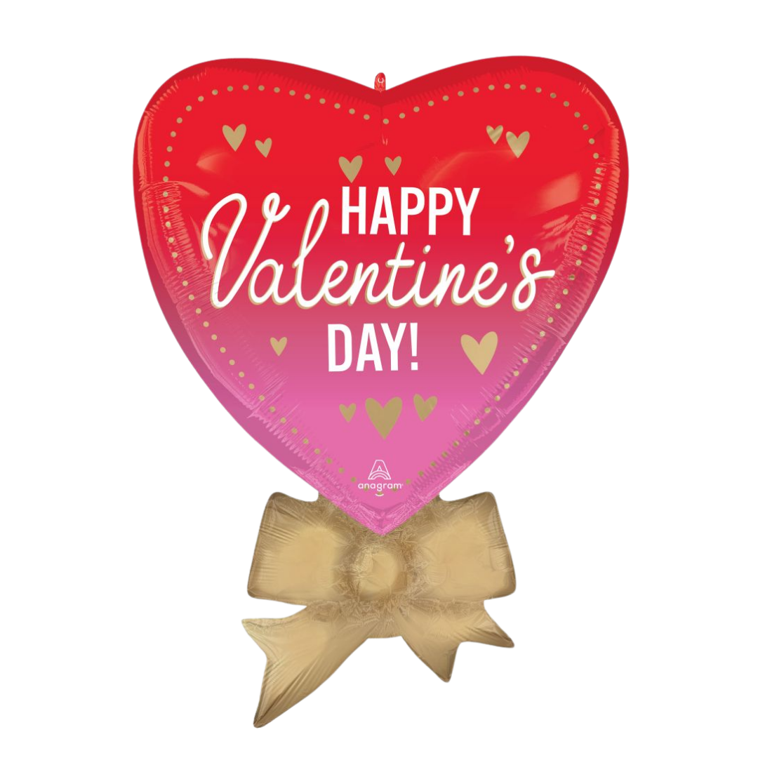 Red and Pink Ombre Satin Better with Bows Valentine SuperShape Foil Balloon, 28in