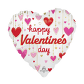 White with Pink Satin Dangling Hearts Valentine Foil Balloon, 18in