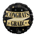 Black and gold graduation balloon with stars for graduation from Parte Haus party supply store in Bethesda Maryland