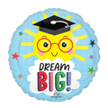Blue graduation balloon with sun and cap for graduation from Parte Haus party supply store in Bethesda MD