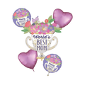 Purple and floral Mother's Day balloon bouquet with trophy cup from Parte Haus party supply store in Bethesda Maryland