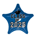 Blue star graduation balloon with class of 2025 and cap for graduation from Parte Haus party supply store in Bethesda MD