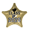 Gold star graduation balloon with class of 2025 text from Parte Haus party supply store in Bethesda MD