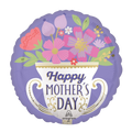 Lavender Mother's Day balloon with teacup and colorful flowers from Parte Haus party supply store in Bethesda MD