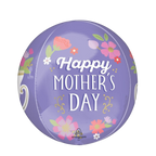 Purple round Mother's Day balloon with pastel floral design from Parte Haus party supply store in Bethesda MD