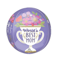 Purple Mother's Day balloon with floral trophy design from Parte Haus party supply store in Bethesda, Maryland