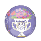Purple Mother's Day balloon with floral trophy design from Parte Haus party supply store in Bethesda, Maryland