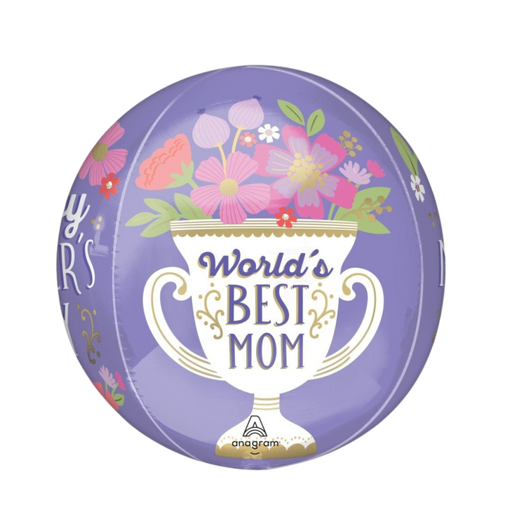 Purple Happy Mothers Day World's Best Mom Orbz Balloon, 16in