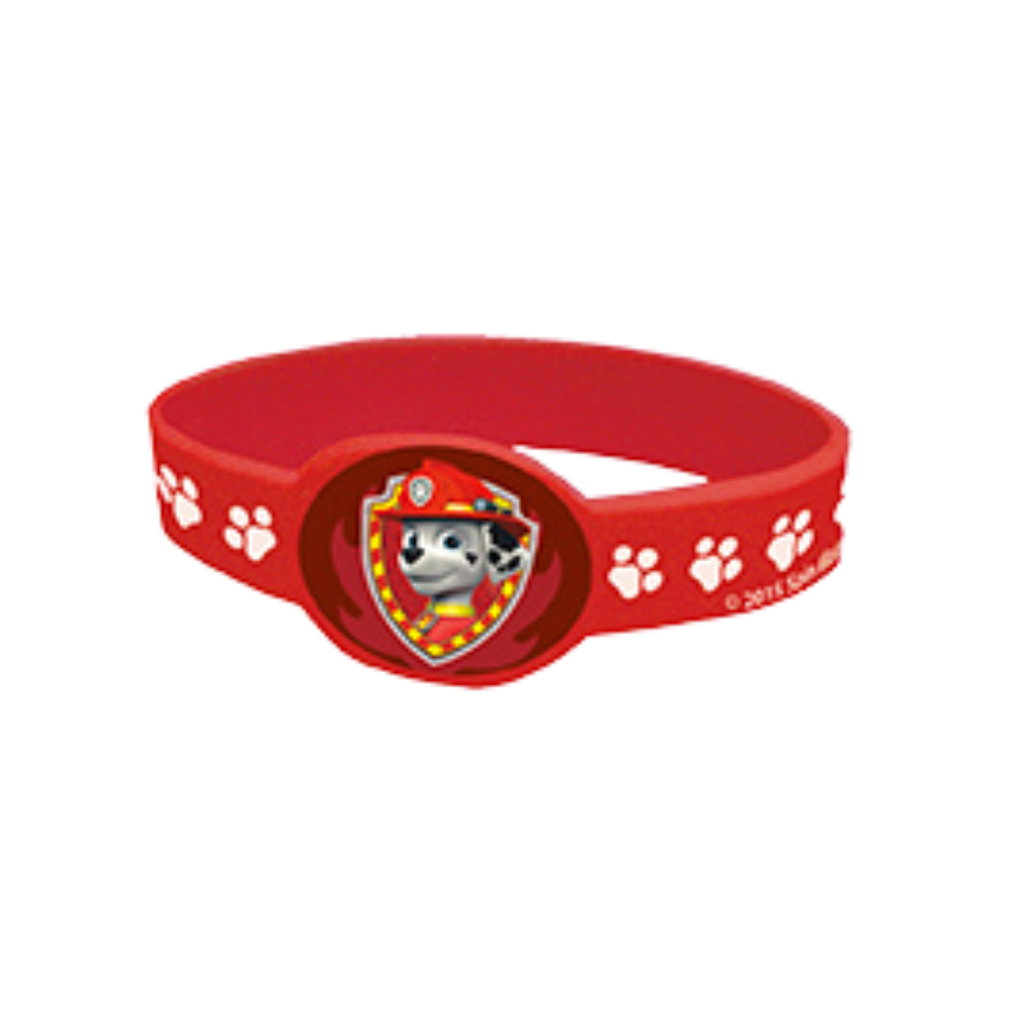 Red Paw Patrol bracelet with Marshall character badge kids birthday from Parte Haus party supply store in Bethesda MD