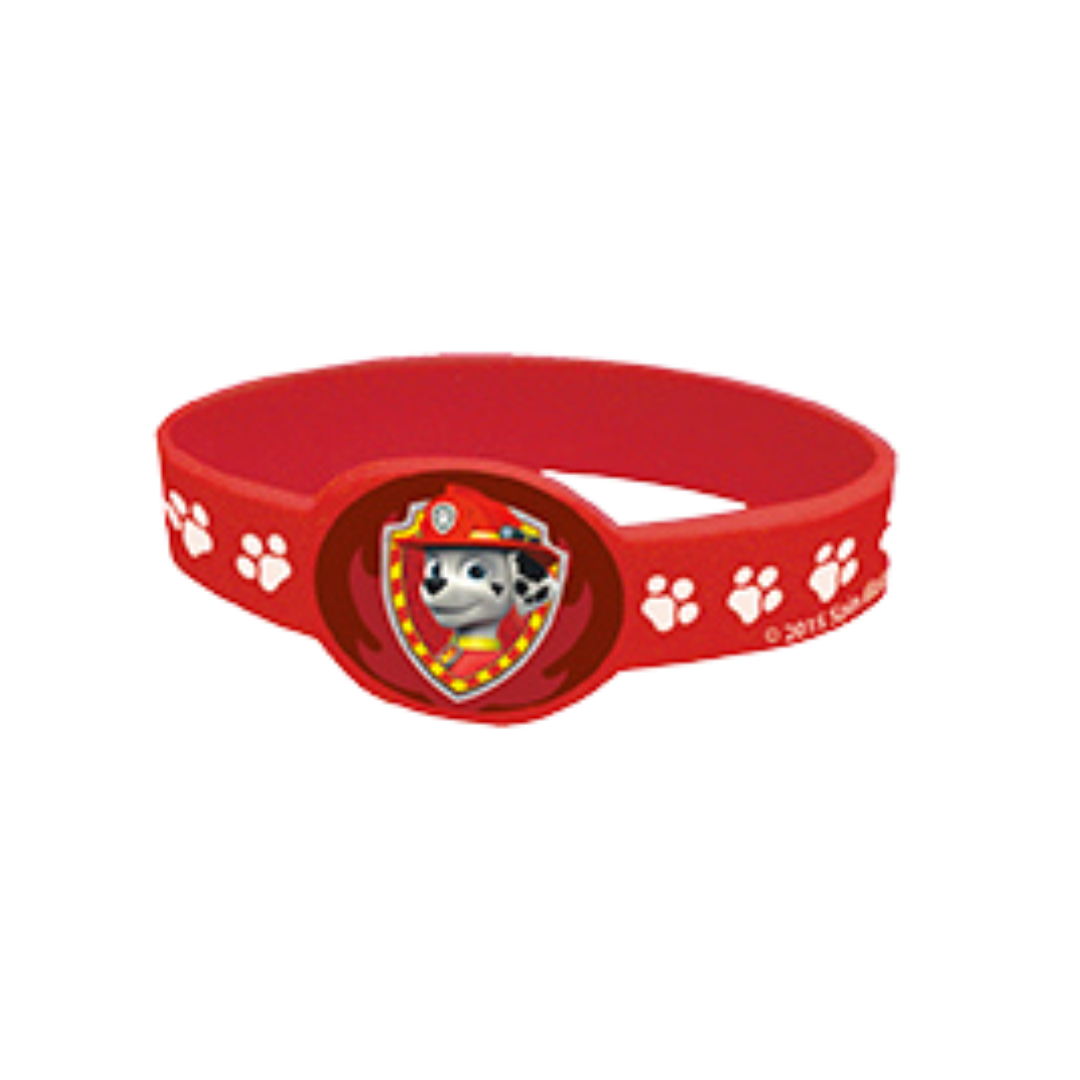 Red Paw Patrol bracelet with Marshall character badge kids birthday from Parte Haus party supply store in Bethesda MD