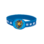 Blue Paw Patrol wristband with puppy paw prints for kids birthday from Parte Haus party supply store in Bethesda MD.