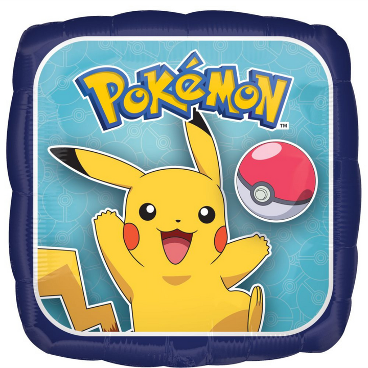 Blue and Yellow Pokemon Square Foil Balloon - Pikachu, 18in