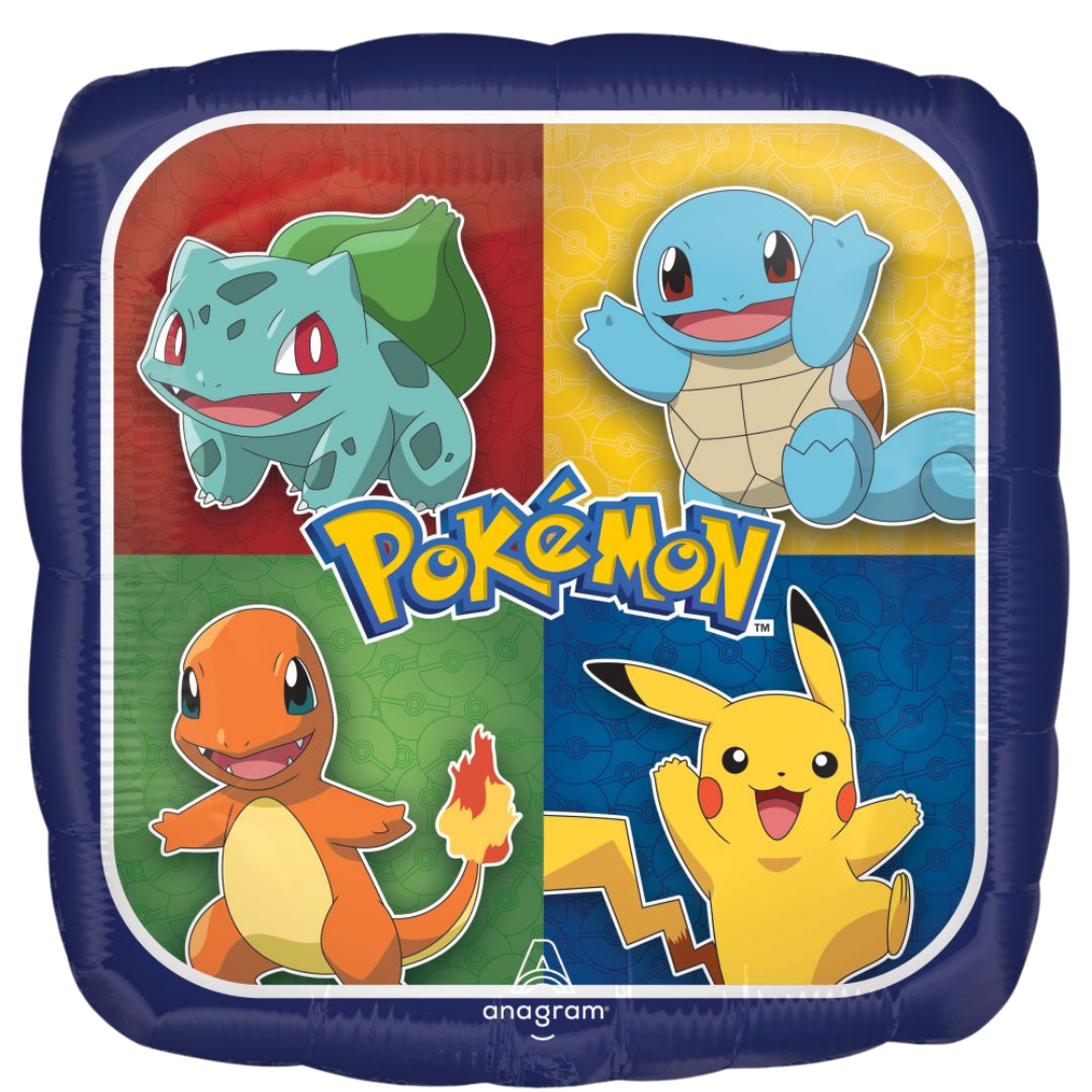 Blue and Yellow Pokemon Square Foil Balloon - Pikachu, 18in