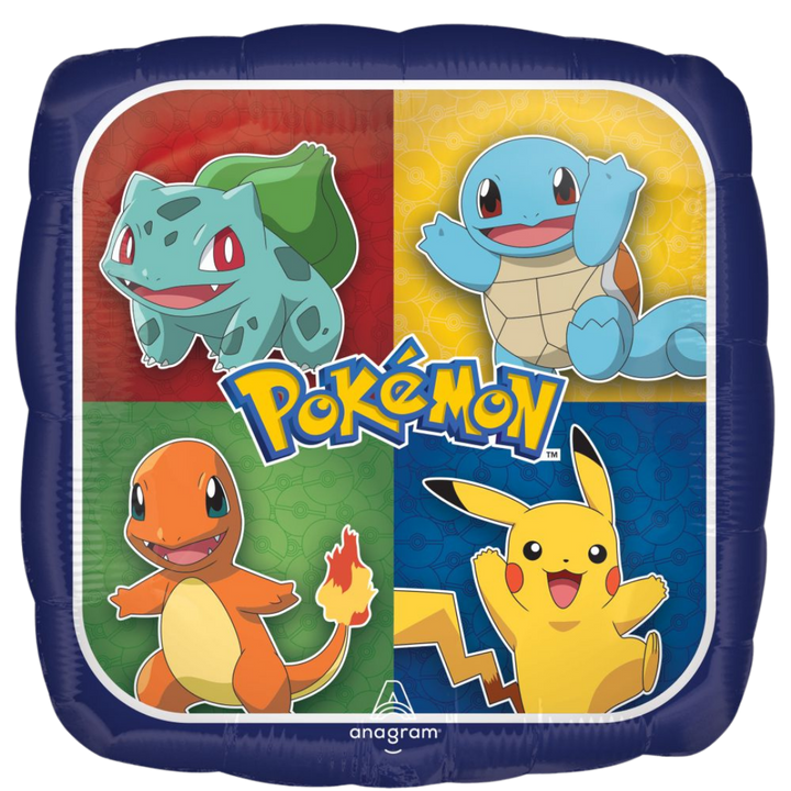 Blue and Yellow Pokemon Square Foil Balloon - Pikachu, 18in