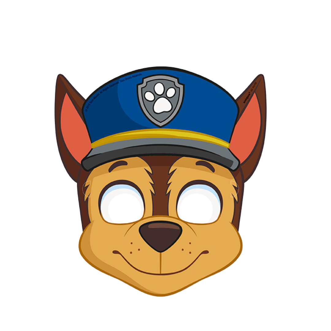 brown blue Paw Patrol character mask for kids birthday from Parte Haus party supply store in Bethesda Maryland