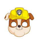 Yellow puppy character mask cartoon construction theme from Parte Haus party supply store in Bethesda Maryland