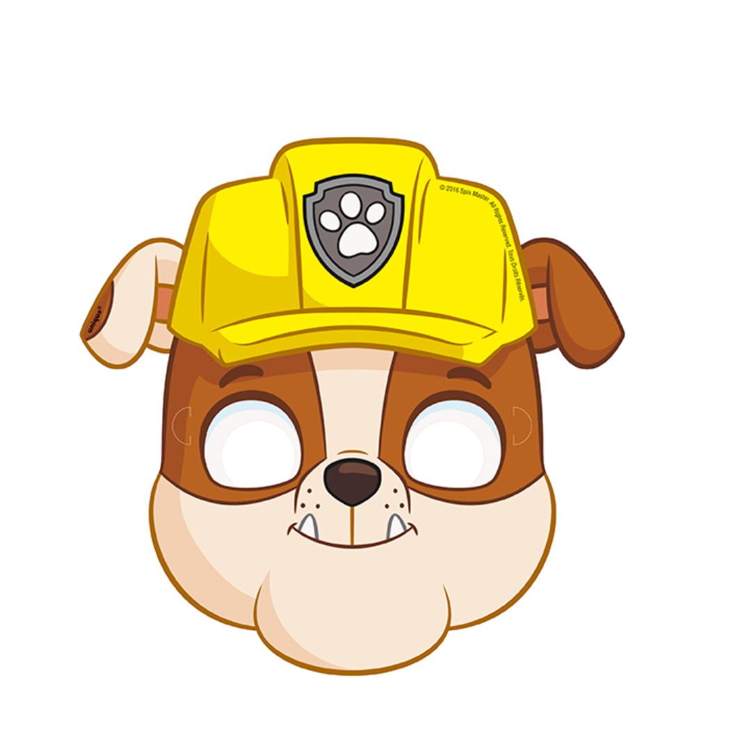 Yellow puppy character mask cartoon construction theme from Parte Haus party supply store in Bethesda Maryland