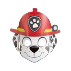 Red and white firefighter dog mask with black spots for kids Paw Patrol birthday from Parte Haus party supply store in Bethesda MD