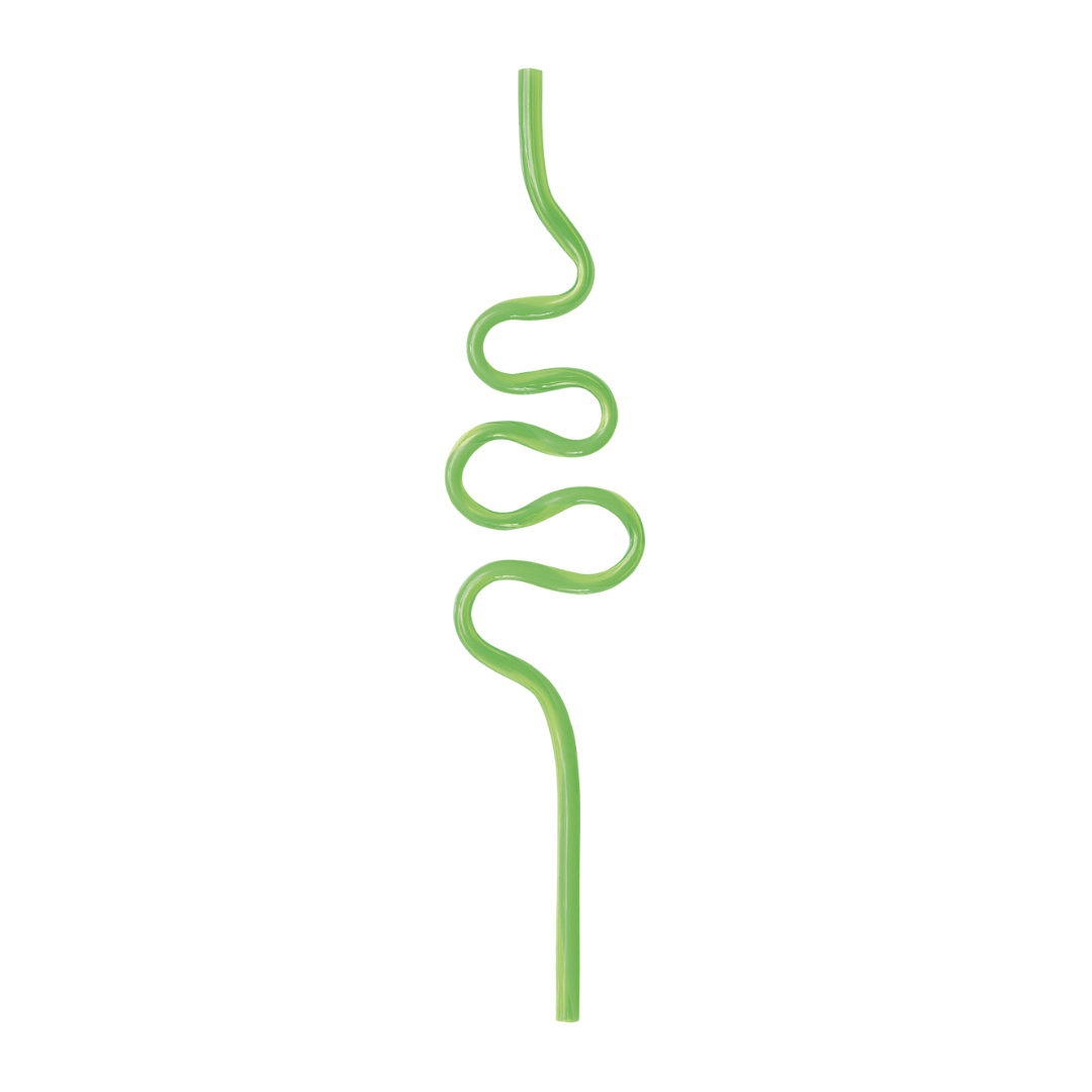 Assorted Colors Squiggle Plastic Straws - 12 pk