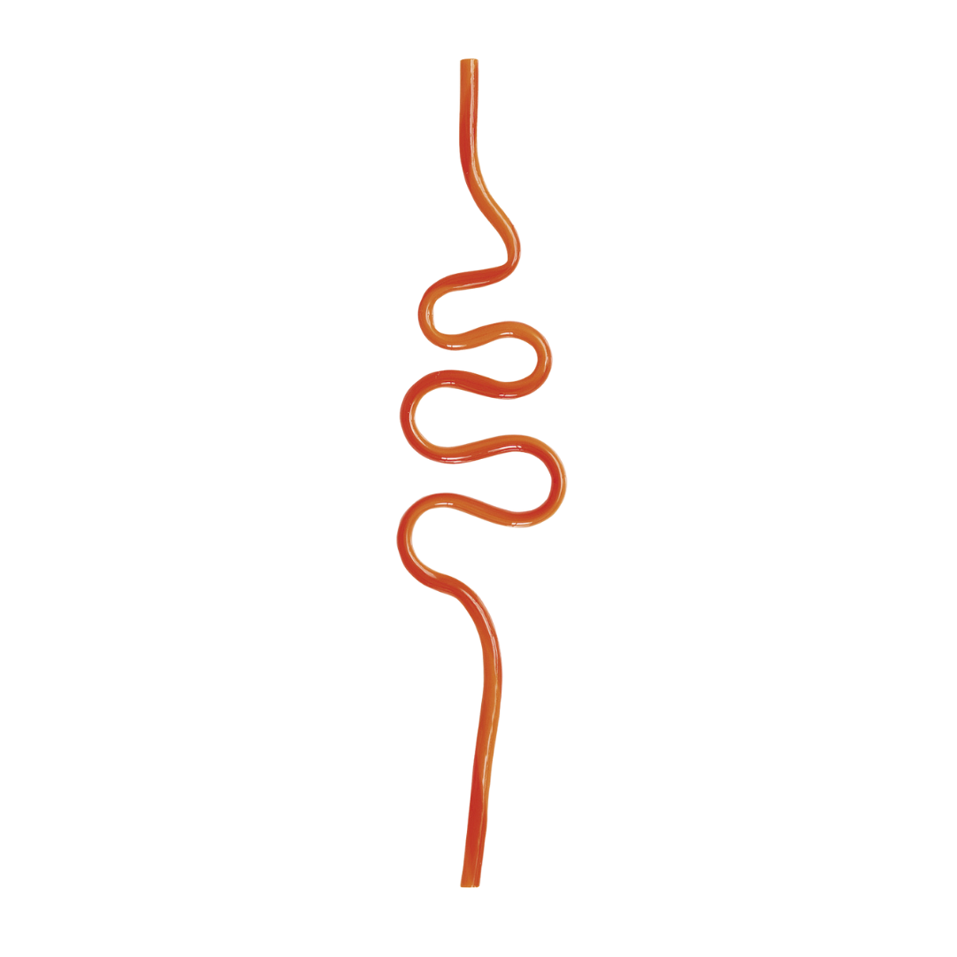 Assorted Colors Squiggle Plastic Straws - 12 pk
