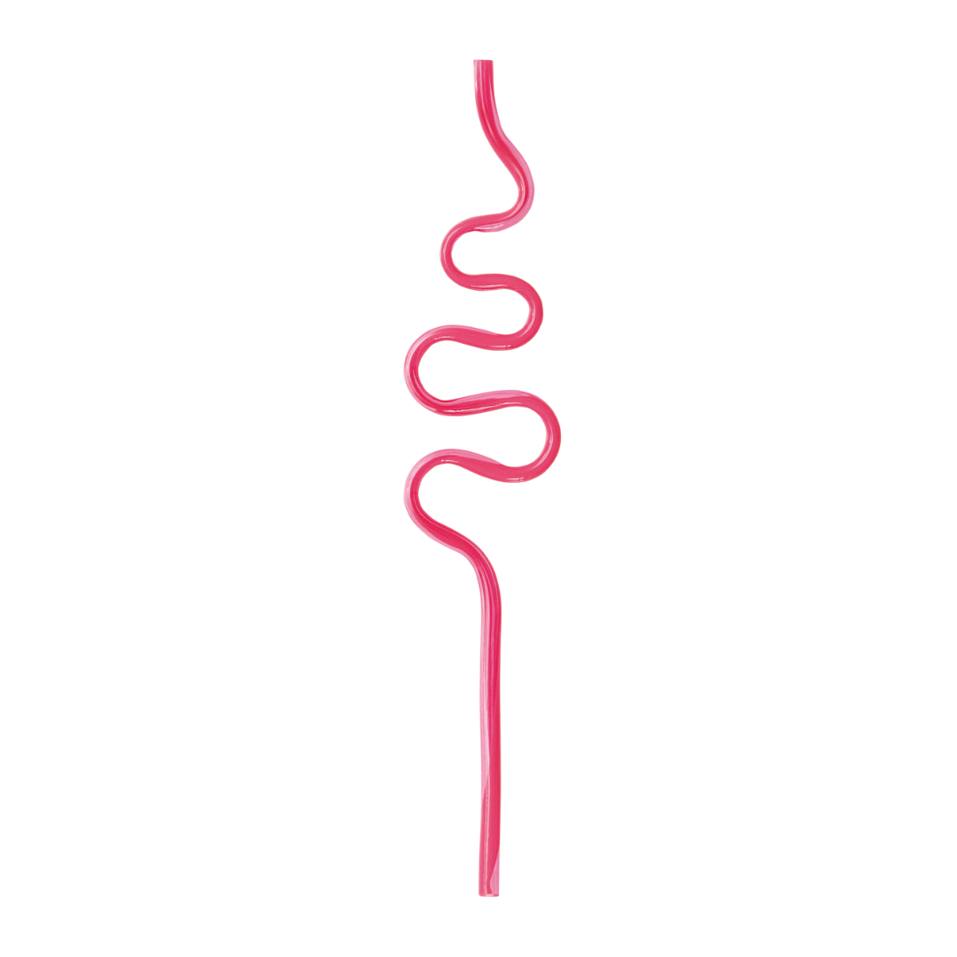 Assorted Colors Squiggle Plastic Straws - 12 pk