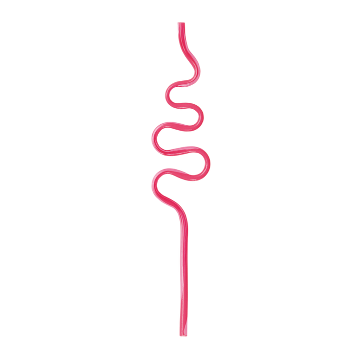 Assorted Colors Squiggle Plastic Straws - 12 pk