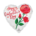 White Satin Rose Radiance Valentine Foil Balloon, 18in