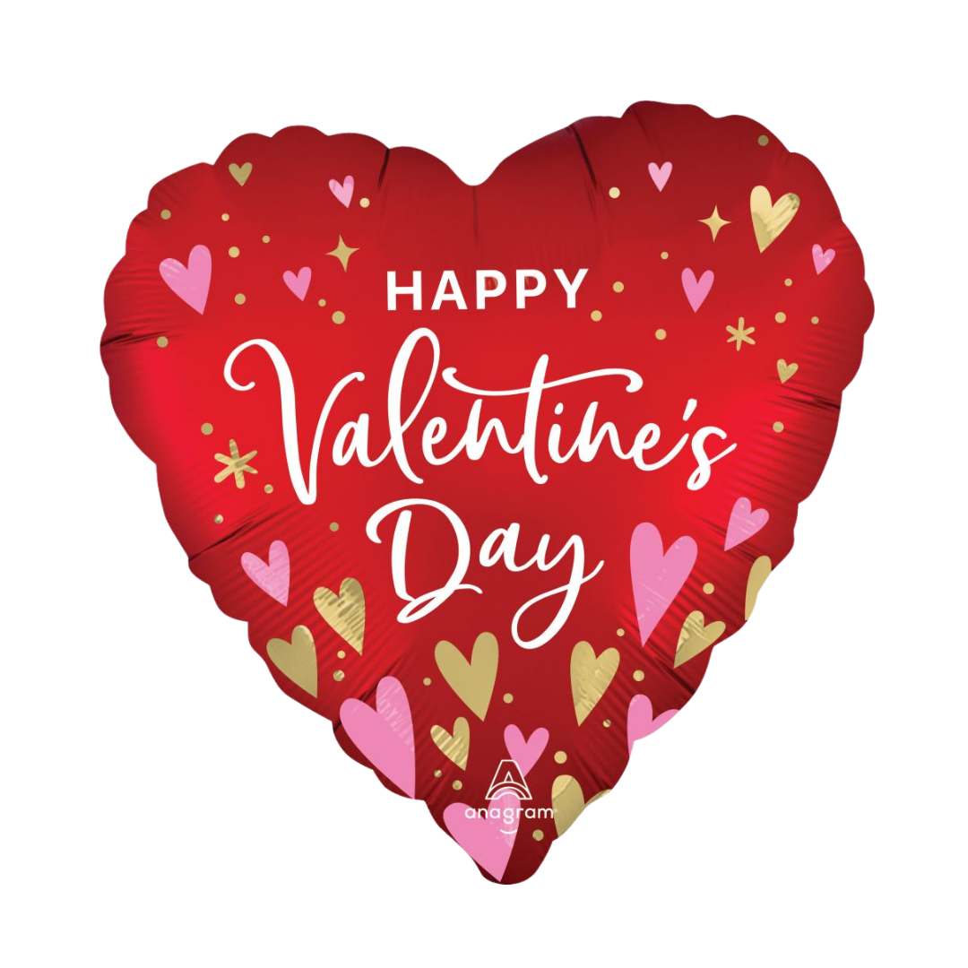 Red Satin Heartfelt Elegance Valentine Foil Balloon, 28in