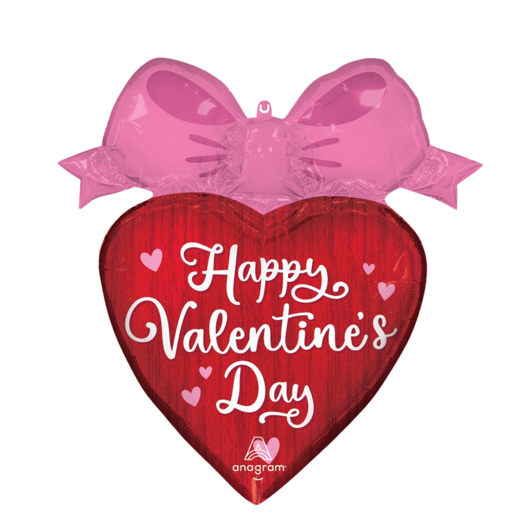 Red Coquette with Pink Bows Valentine SuperShape Foil Balloon, 28in