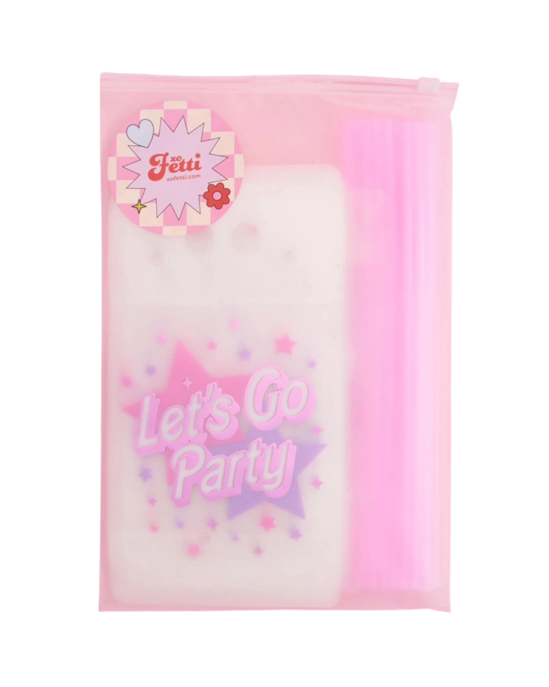 Pink "Let's Go Party" Barbie Birthday Drink Pouches with Twirly Straws