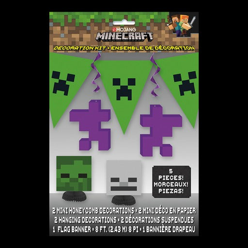 Green and Purple Minecraft Decoration Kit - 5 Pcs