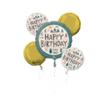 Gold and white Happy Birthday balloon bouquet with forest design for birthday from Parte Haus party supply store in Bethesda MD