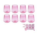 Pink Ribbed Plastic Wine Goblet Cups