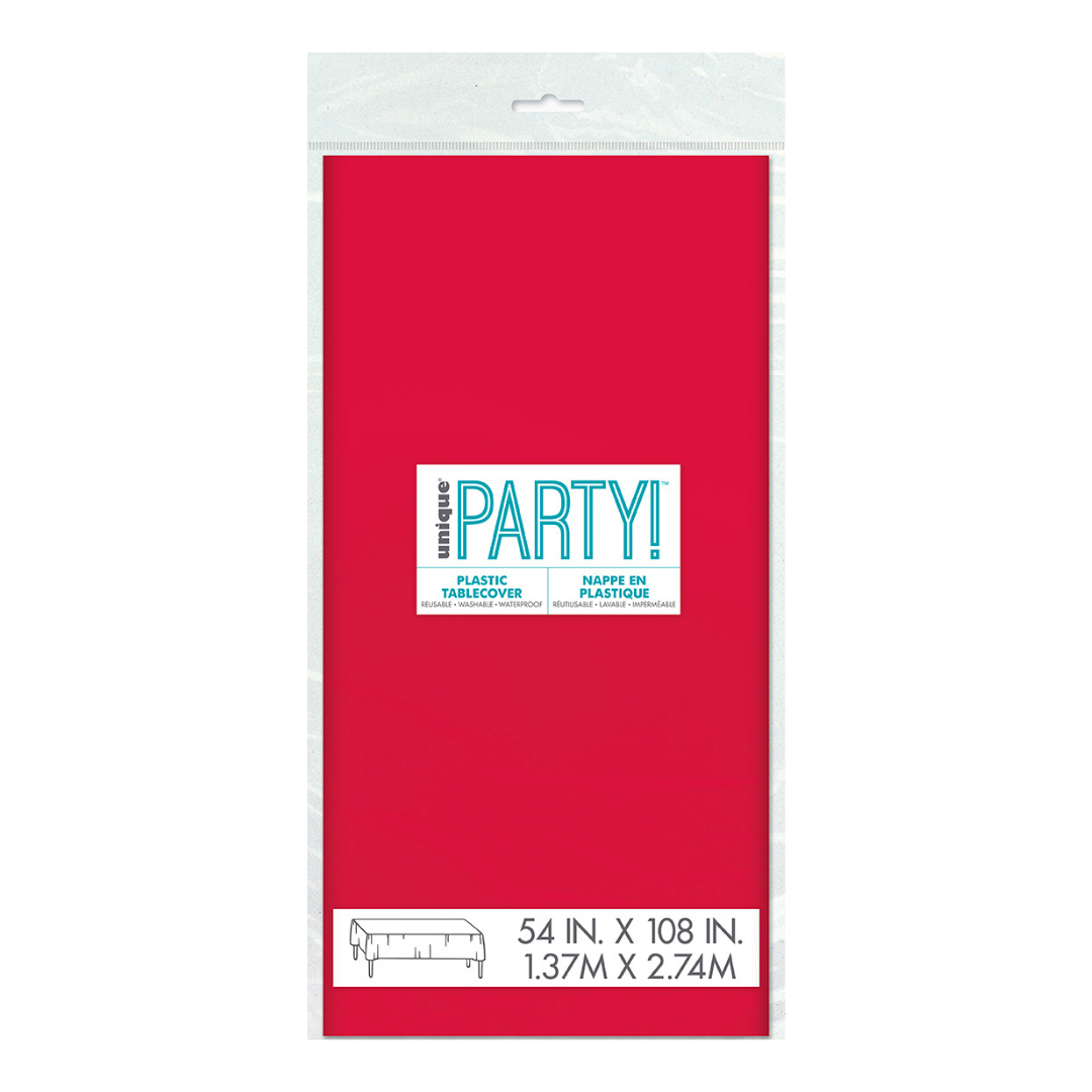 Ruby Red Plastic Table Cover