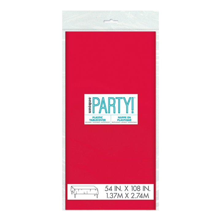 Ruby Red Plastic Table Cover