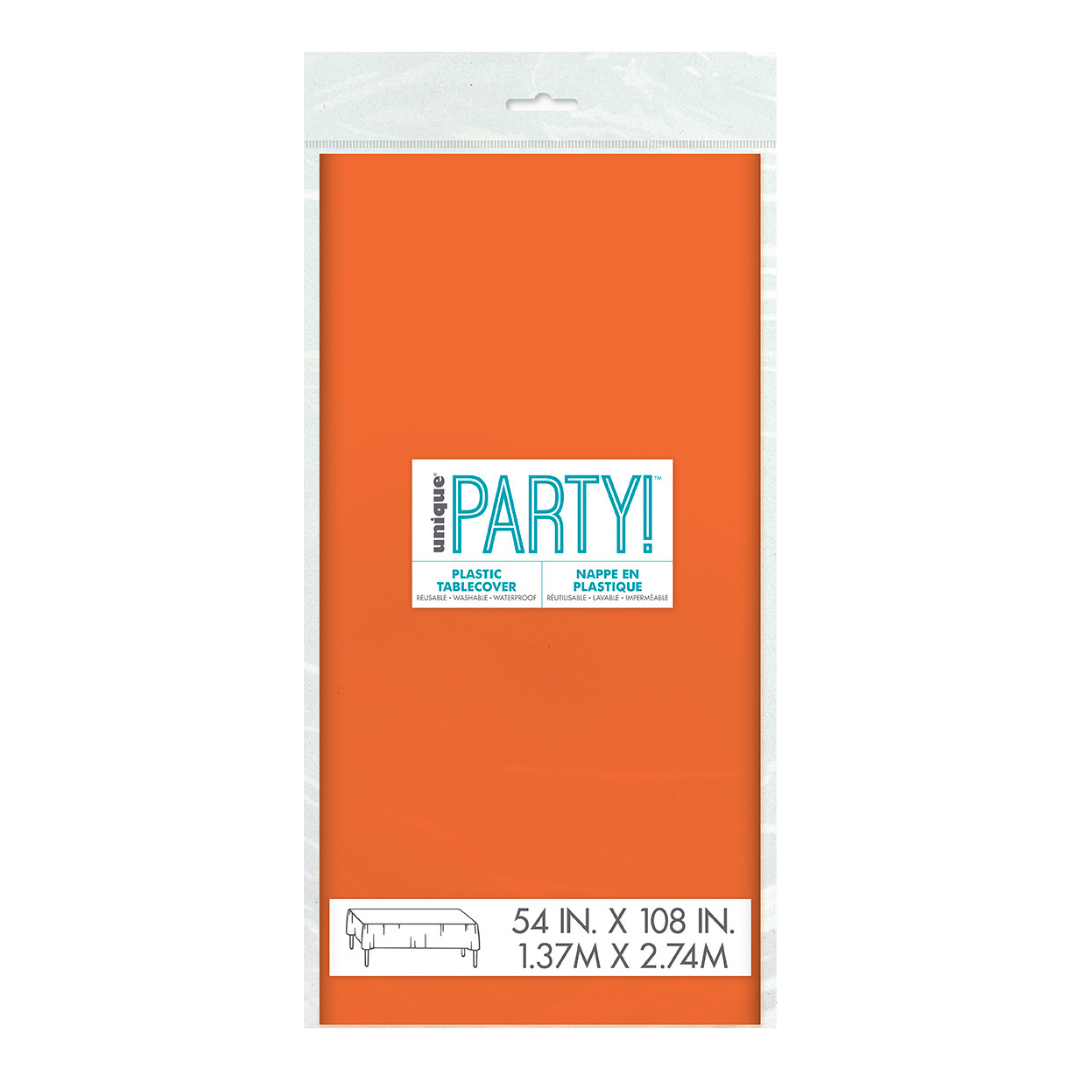 Pumpkin Orange Plastic Table Cover