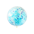 Blue confetti balloon with transparent design birthday decor from Parte Haus party supply store in Bethesda MD
