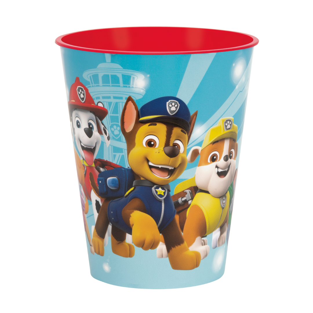 blue Paw Patrol plastic cup with character faces kids birthday from Parte Haus party supply store in Bethesda Maryland