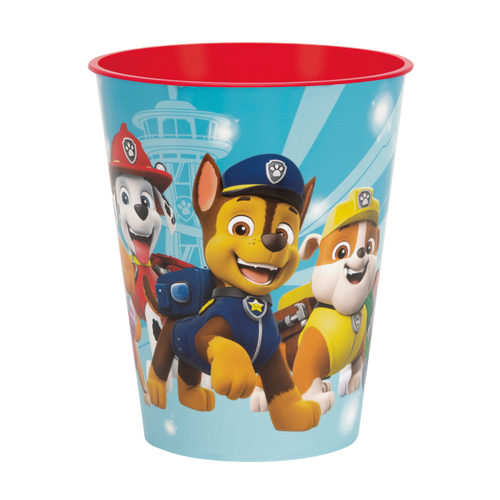 blue Paw Patrol plastic cup with character faces kids birthday from Parte Haus party supply store in Bethesda Maryland