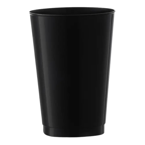 Black plastic cup with smooth finish for events from Parte Haus party supply store in Bethesda Maryland