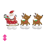 Red Santa and reindeer inflatable foil balloon for Christmas from Parte Haus party supply store in Bethesda Maryland