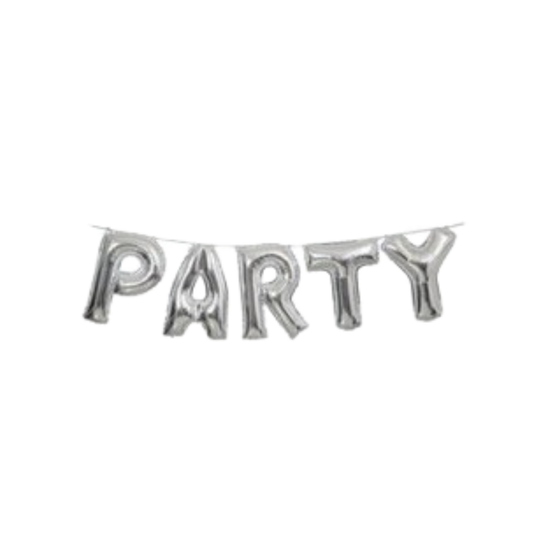 Silver Party Foil Balloon Banner, 14in