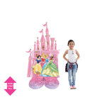 Pink Disney Princess foil balloon featuring castle and princesses for birthday from Parte Haus party supply store in Bethesda MD