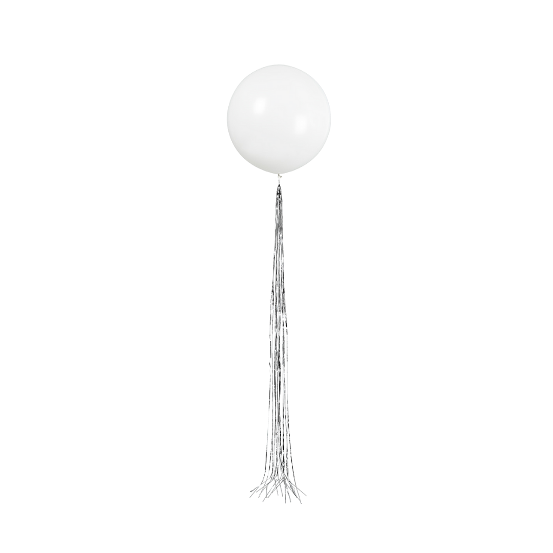 White Balloon with Silver Tassel, 24in