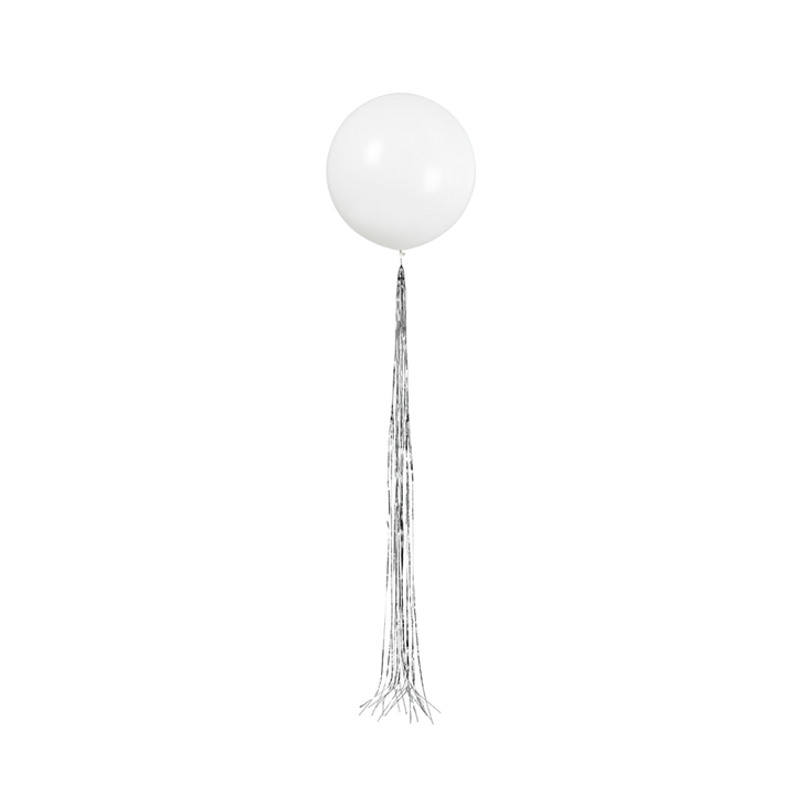 White Balloon with Silver Tassel, 24in