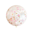 Pink gold and white confetti balloon for birthday celebration from Parte Haus party supply store in Bethesda MD