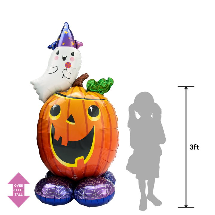 Life-Size Pumpkin Ghost Foil Balloon - Giant