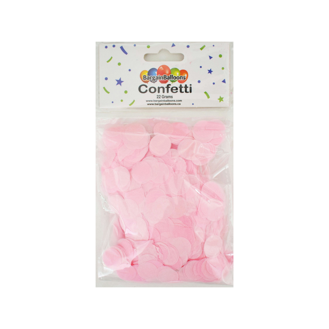 Pink confetti circles in a clear bag birthday celebration decor from Parte Haus party supply store in Bethesda MD