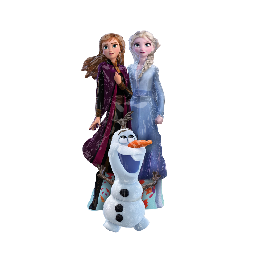 Blue and purple Frozen character balloon with snowman birthday theme from Parte Haus party supply store in Bethesda MD.